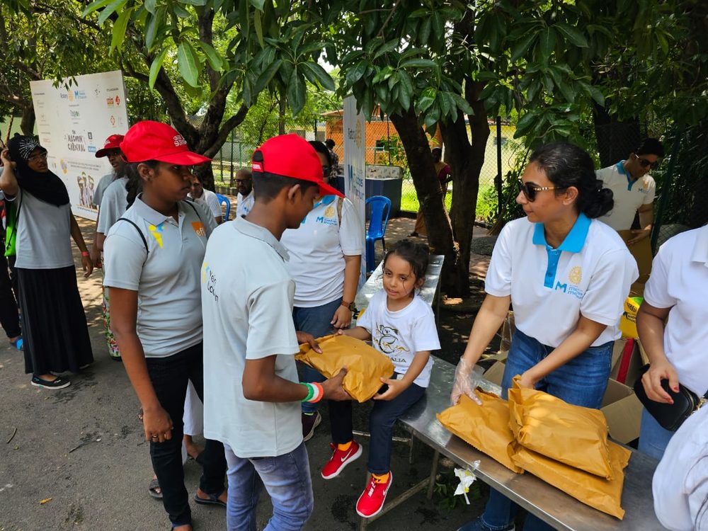 Children with goody bags