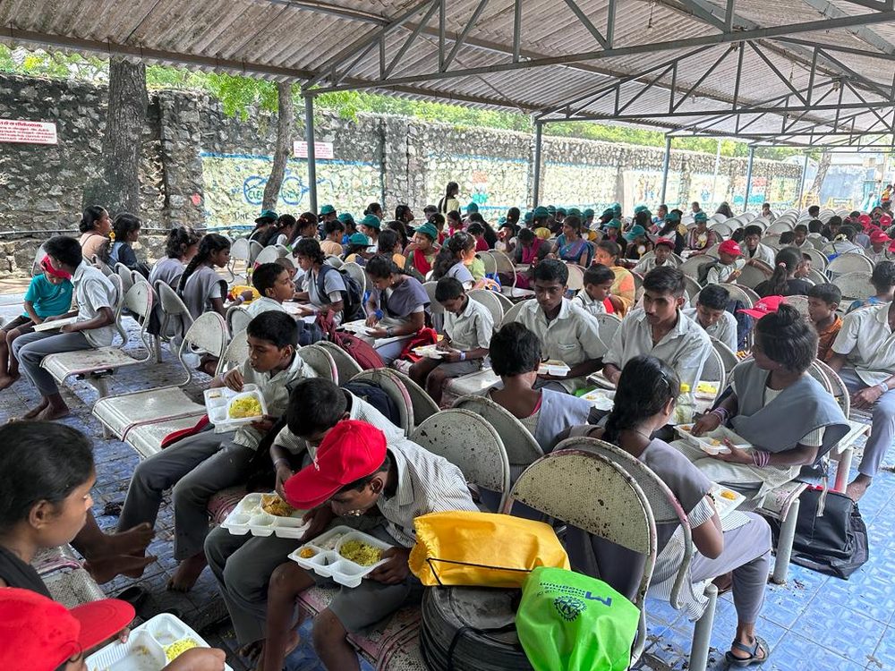 Children enjoying a meal