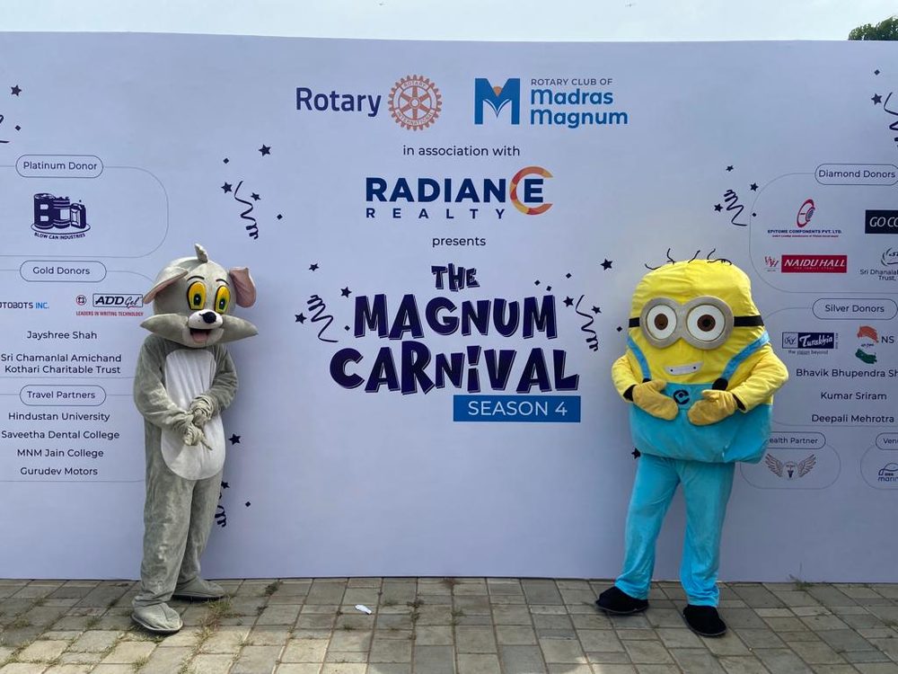Mascots with children